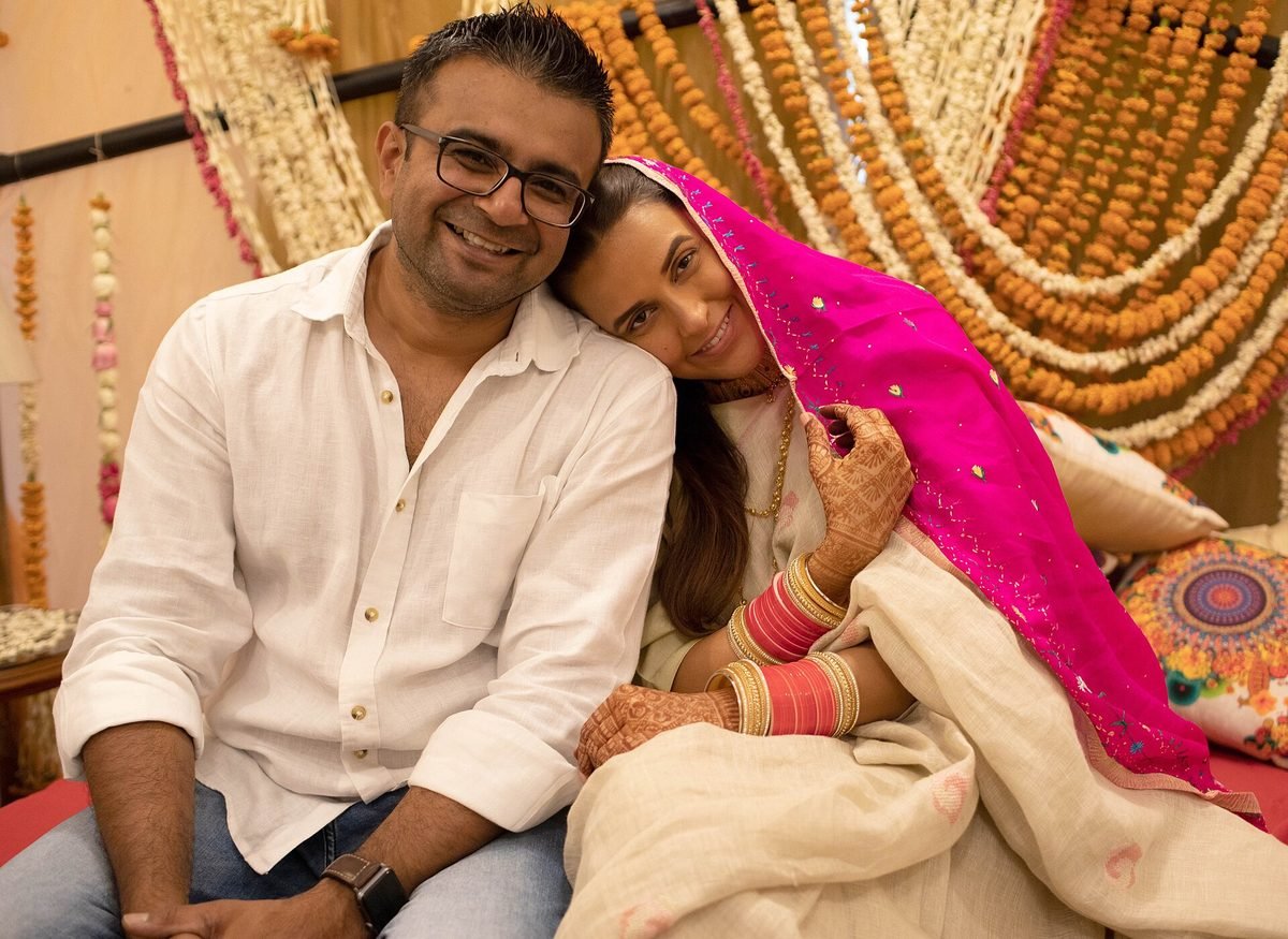 Neha Dhupia with Ashish Parmar at their wedding in May 2018