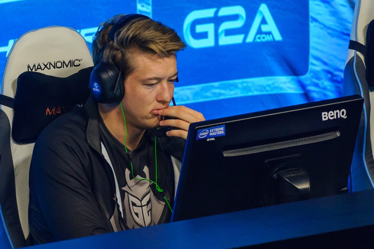 An esports player competing at a gaming event